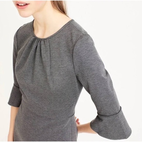 EUC J. Crew Womens 4 Tall Ponte Sheath Dress, Gray, 3/4 Bell Sleeve - Picture 2 of 7